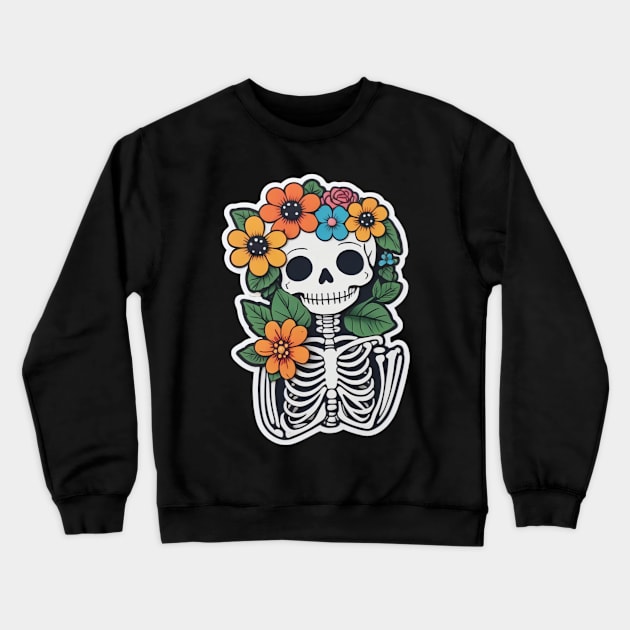 Cute floral kawaii skeleton No.14 Crewneck Sweatshirt by taoteching